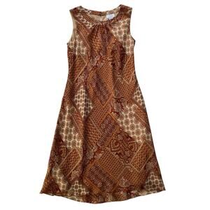 Ann Taylor LOFT Y2K Paisley Patchwork Silk Midi Dress Size 6 Country